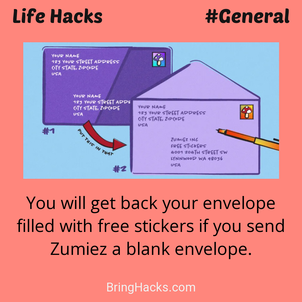 Life Hacks: - You will get back your envelope filled with free stickers if you send Zumiez a blank envelope.
