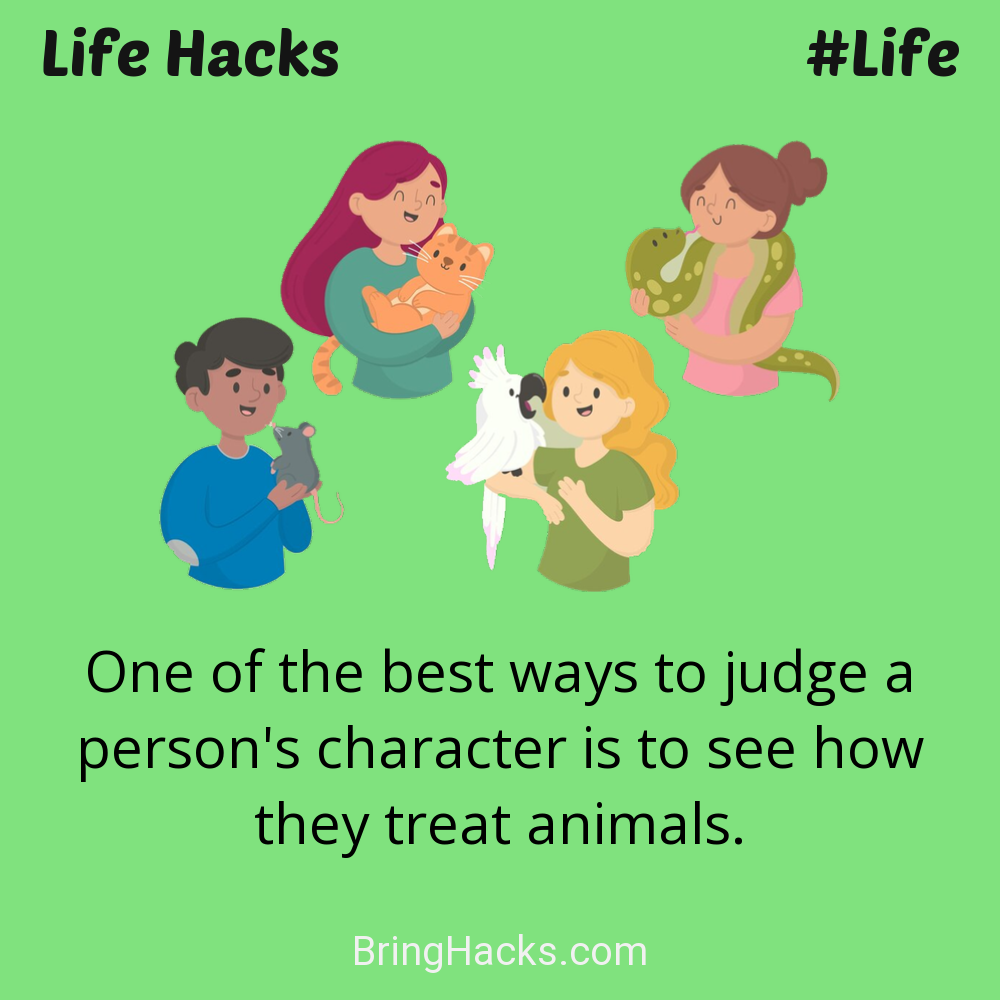 Life Hacks: - One of the best ways to judge a person's character is to see how they treat animals.