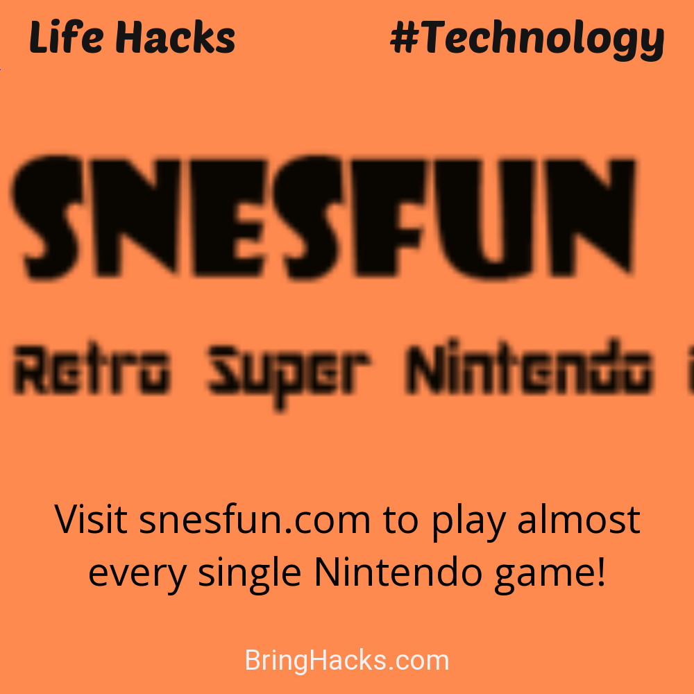 Life Hacks: - Visit snesfun.com to play almost every single Nintendo game!