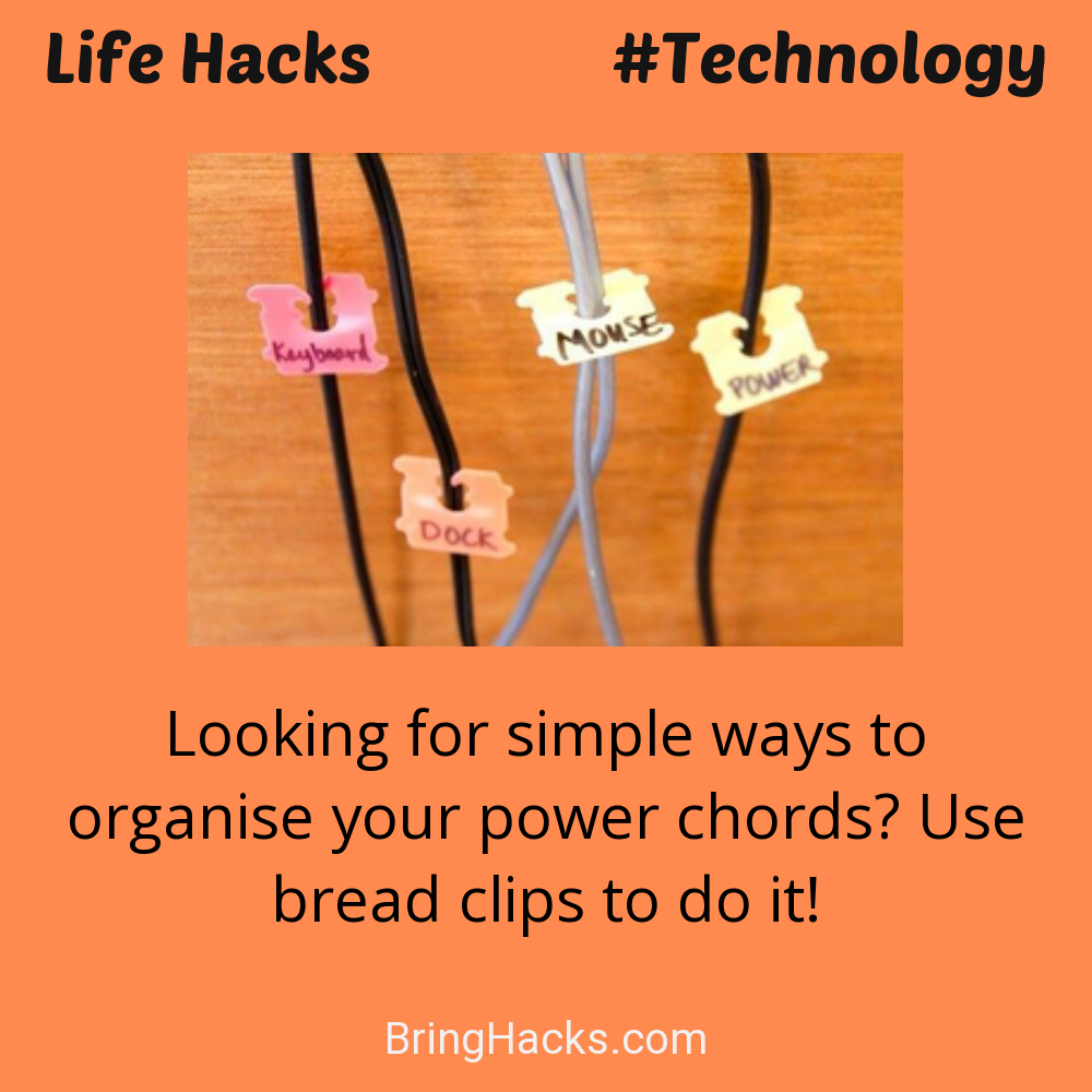 Life Hacks: - Looking for simple ways to organise your power chords? Use bread clips to do it!